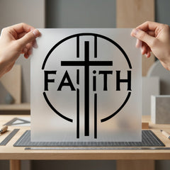 Faith Cross Circle Script Christian Faith Ready to Press DTF Transfer for Dtf