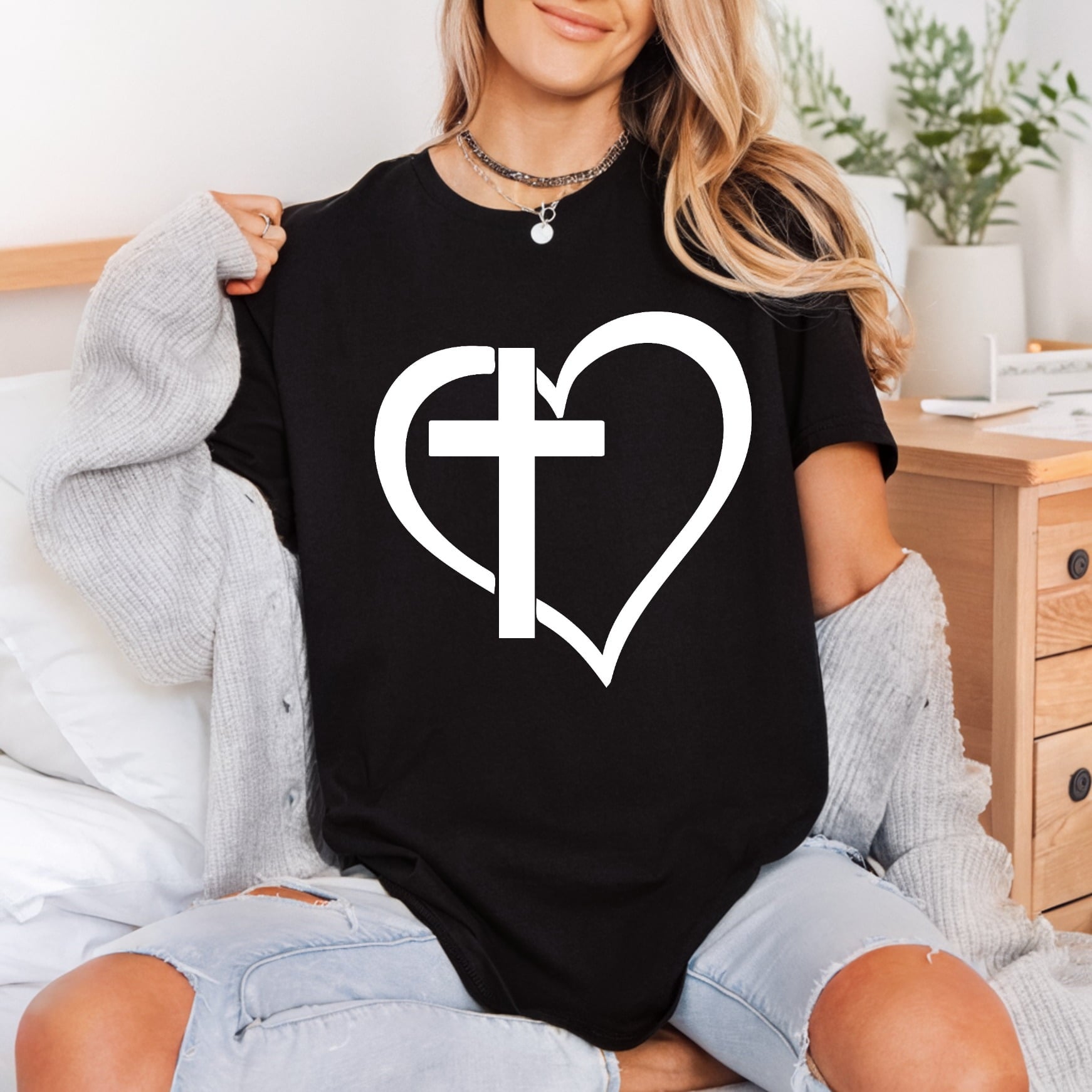 Faith Heart Cross Christian Christian Faith Ready to Press DTF Transfer for Dtf