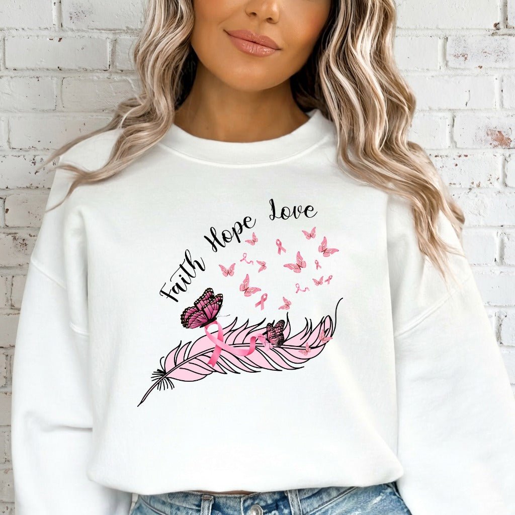 Faith Hope Love | Breast Cancer Awareness Sweatshirt - Luckets.com