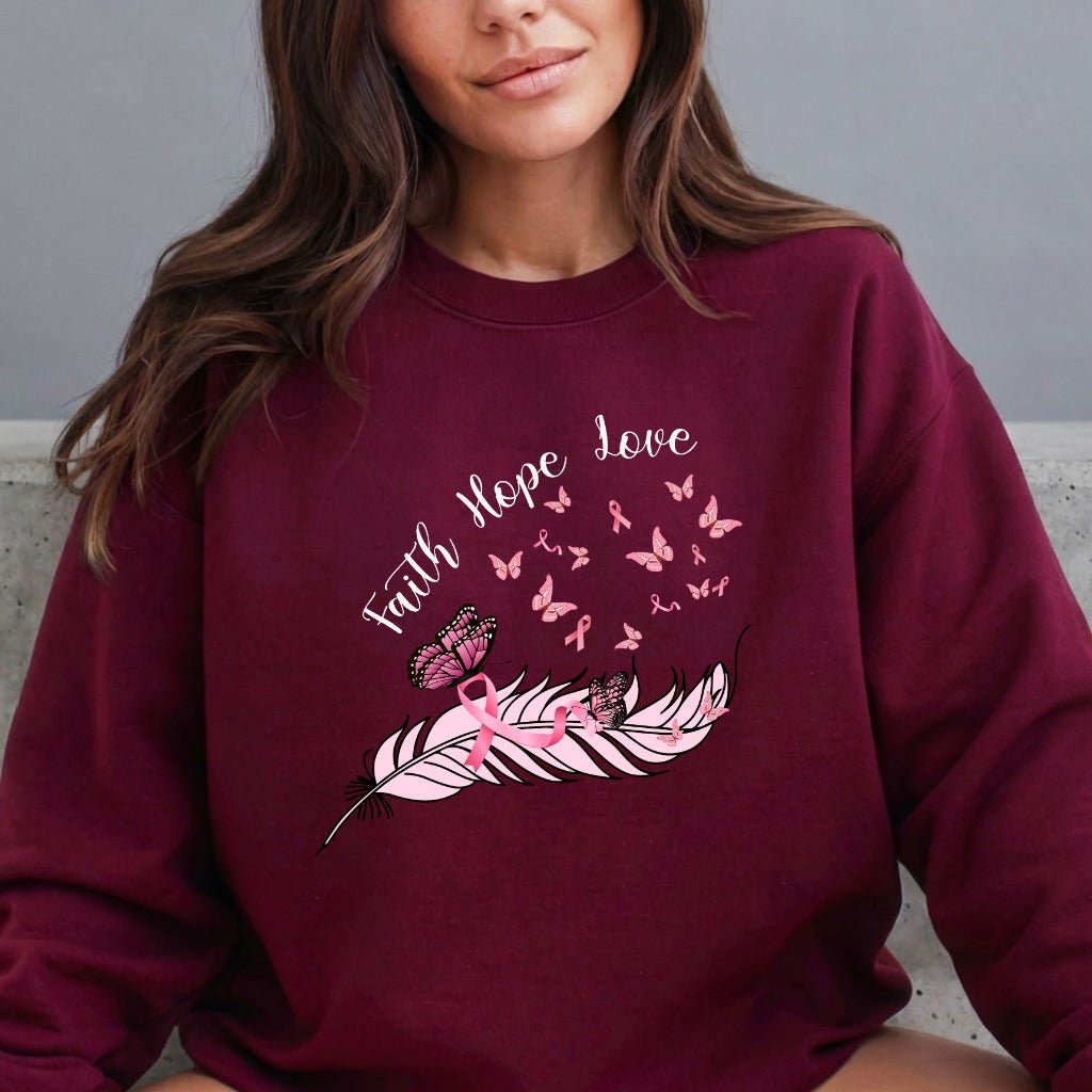 Faith Hope Love | Breast Cancer Awareness Sweatshirt - Luckets.com