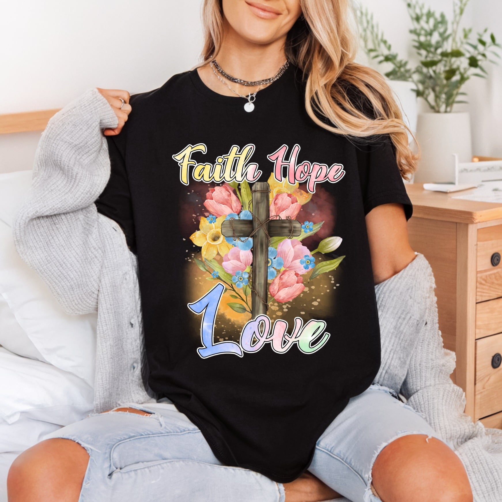 Faith Hope Love Cross Christian Faith Ready to Press DTF Transfer for Dtf