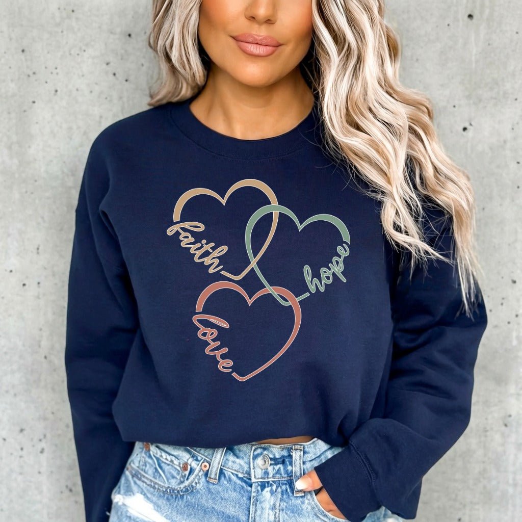 Faith Hope Love Hearts | Christian Living Sweatshirt - Luckets.com