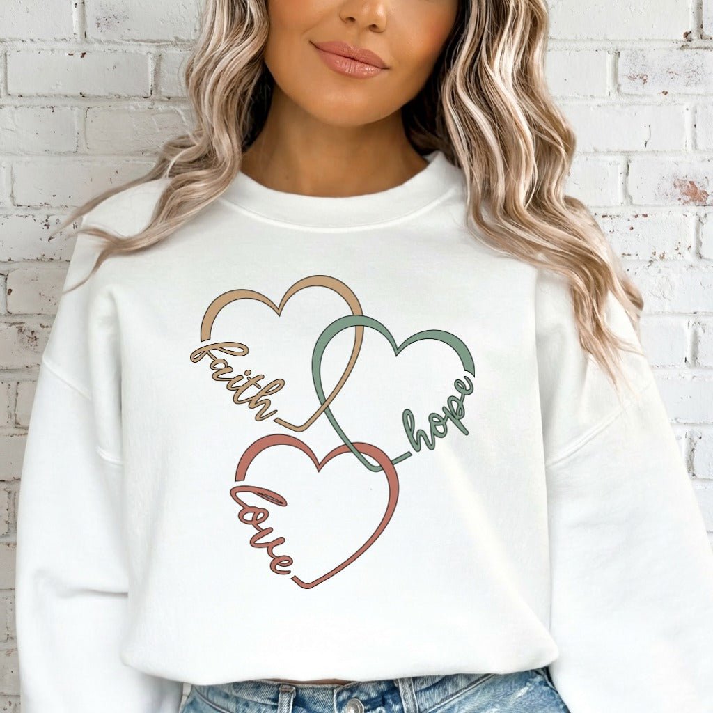 Faith Hope Love Hearts | Christian Living Sweatshirt - Luckets.com