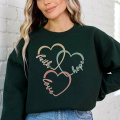 Faith Hope Love Hearts | Christian Living Sweatshirt - Luckets.com