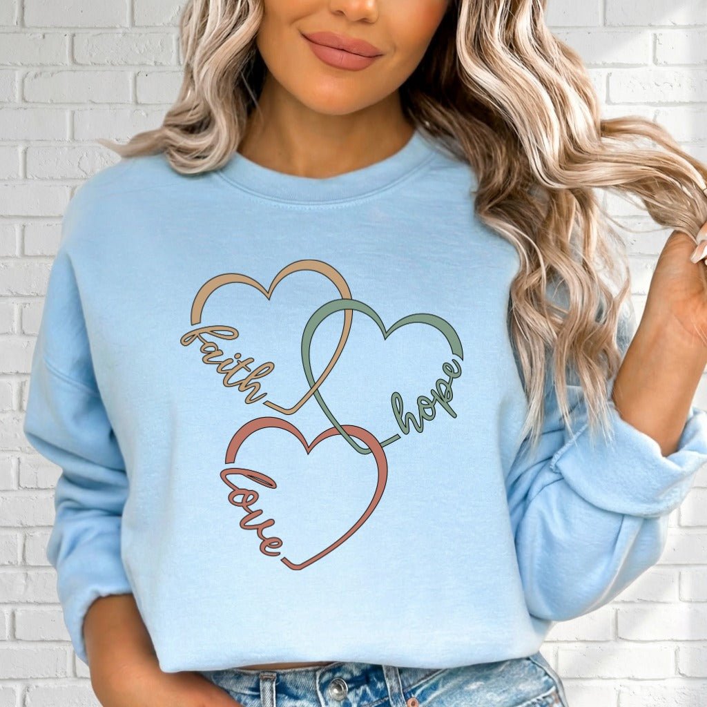 Faith Hope Love Hearts | Christian Living Sweatshirt - Luckets.com
