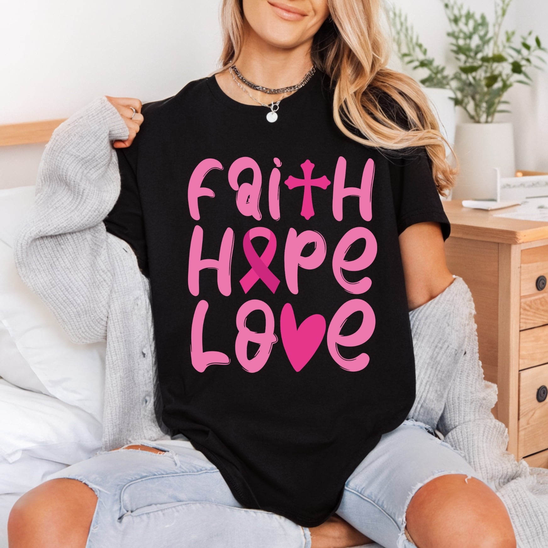 Faith Hope Love Pink Christian Faith Ready to Press DTF Transfer for Dtf