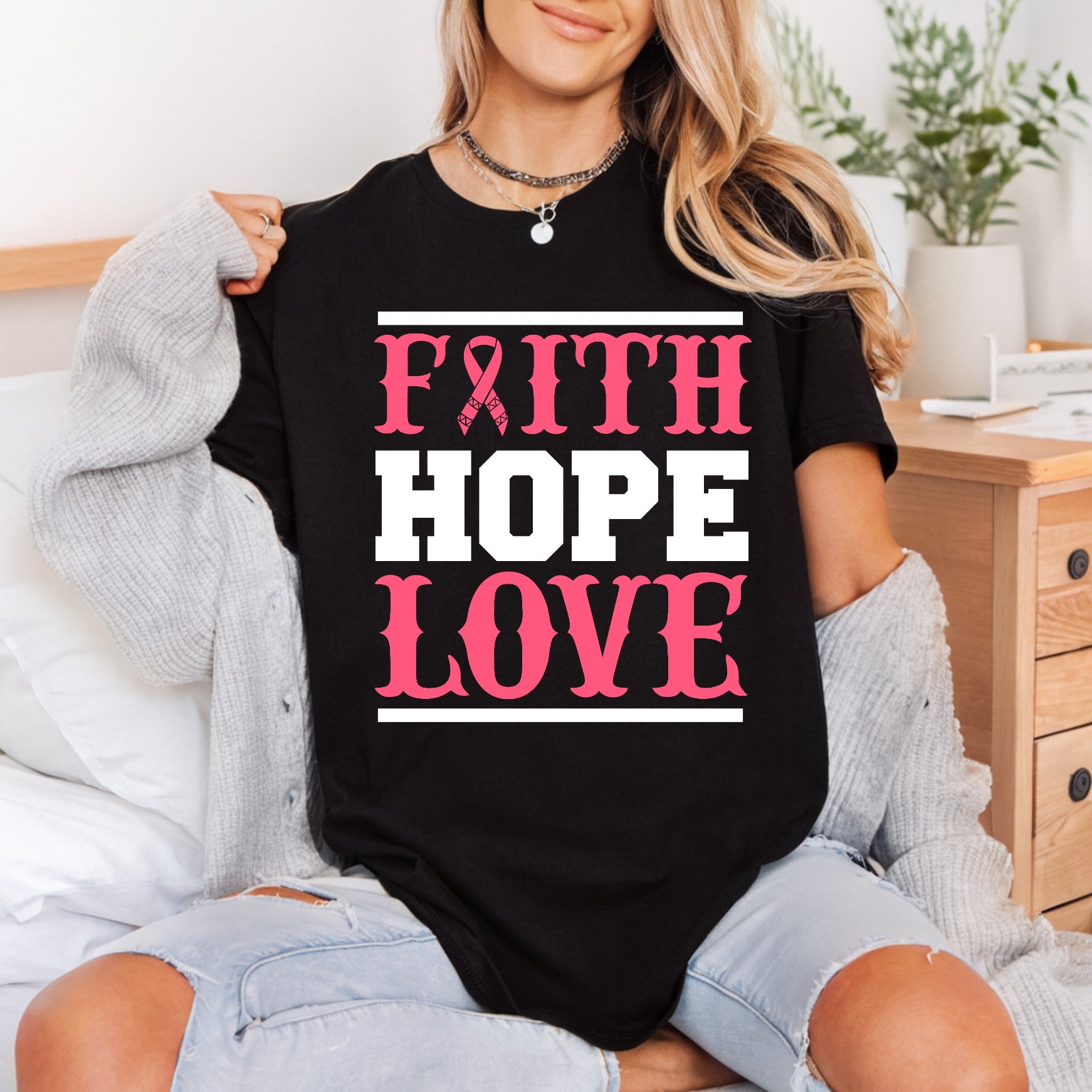Faith Hope Love Pink Christian Faith Ready to Press DTF Transfer for Dtf
