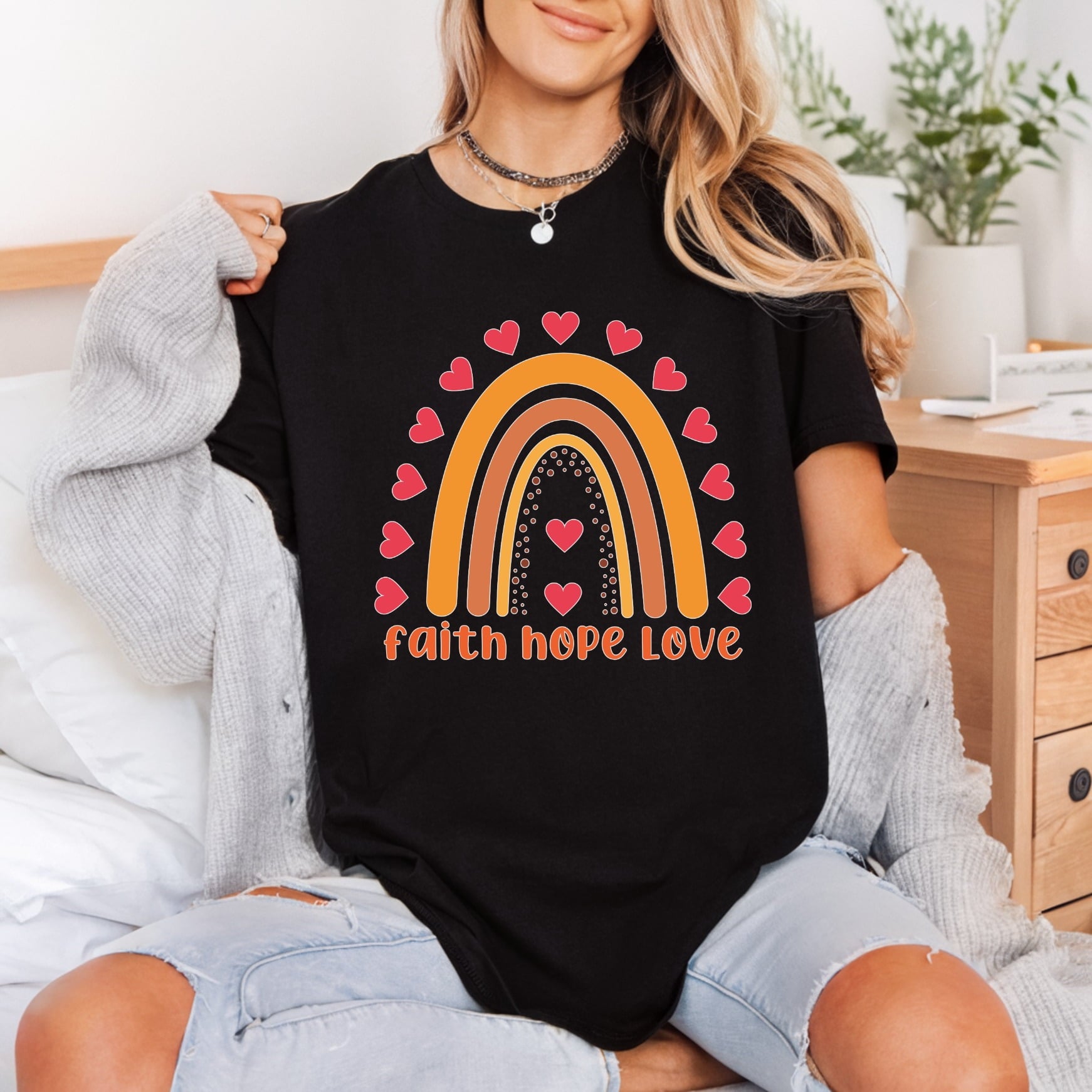 Faith Hope Love Rainbow Christian Faith Ready to Press DTF Transfer for Dtf