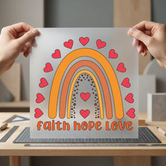 Faith Hope Love Rainbow Christian Faith Ready to Press DTF Transfer for Dtf