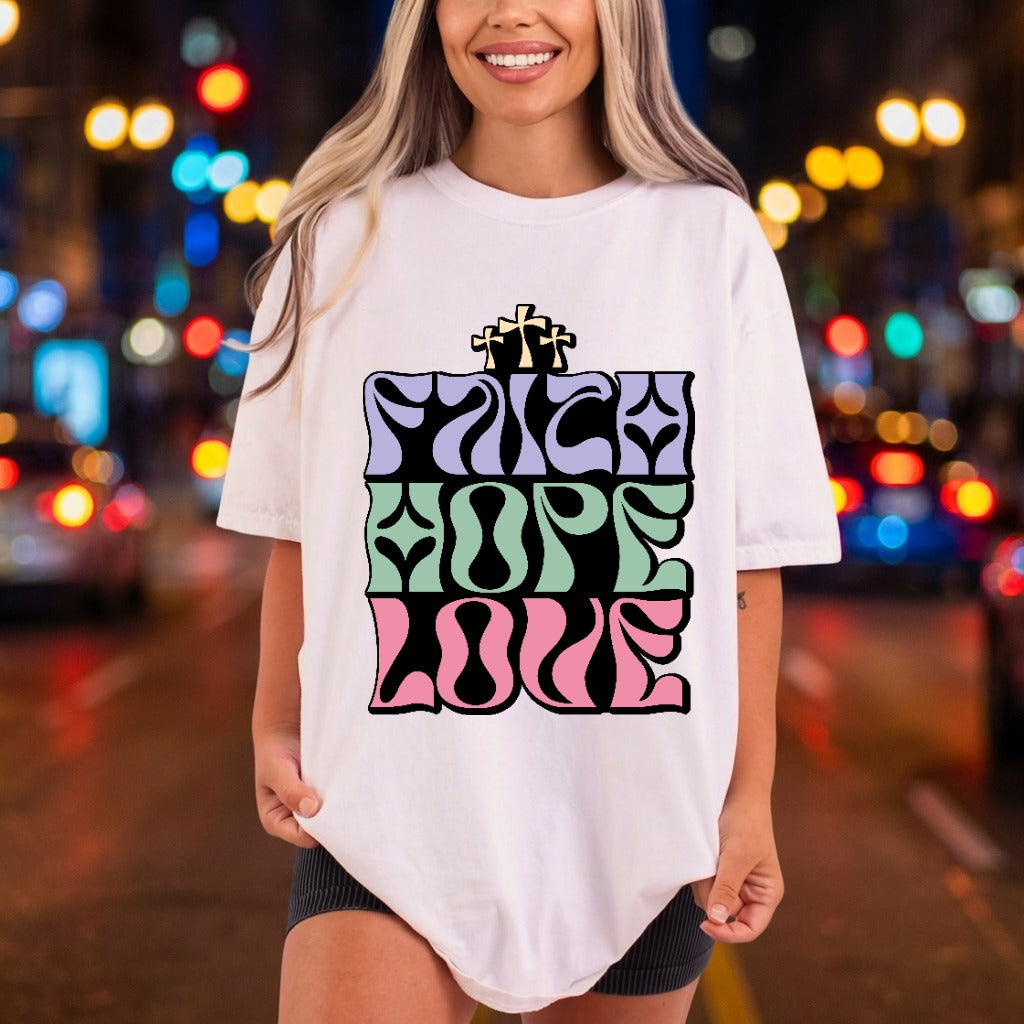 Faith Hope Love Retro Christian Faith Ready to Press DTF Transfer for Dtf