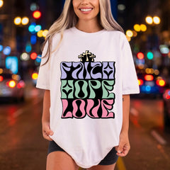 Faith Hope Love Retro Christian Faith Ready to Press DTF Transfer for Dtf