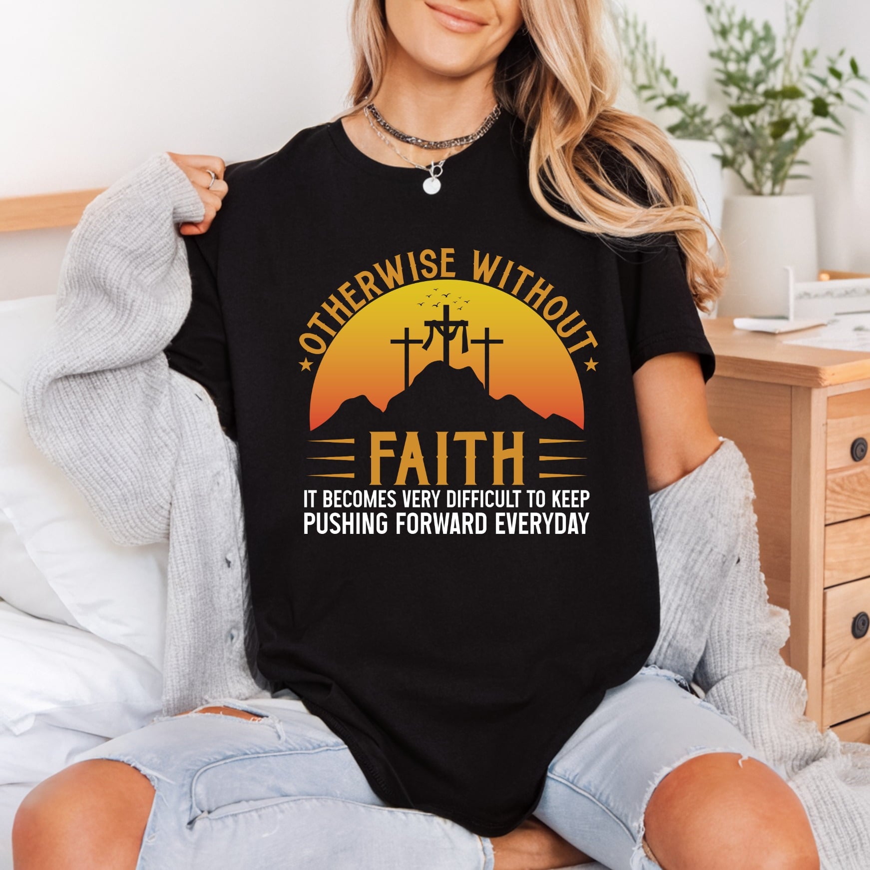 Faith Mountains Cross Christian Christian Faith Ready to Press DTF Transfer for Dtf