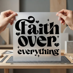 Faith Over Everything Retro Christian Faith Ready to Press DTF Transfer for Dtf