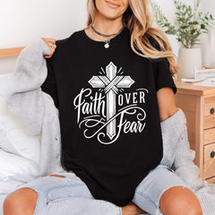 Faith Over Fear Cross Christian Faith Ready to Press DTF Transfer for Dtf
