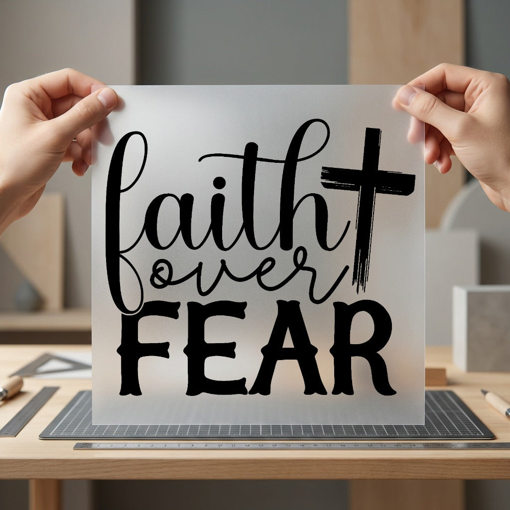 Faith Over Fear Cross Christian Faith Ready to Press DTF Transfer for Dtf