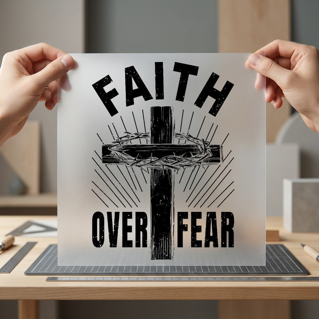 Faith Over Fear Cross Christian Faith Ready to Press DTF Transfer for Dtf