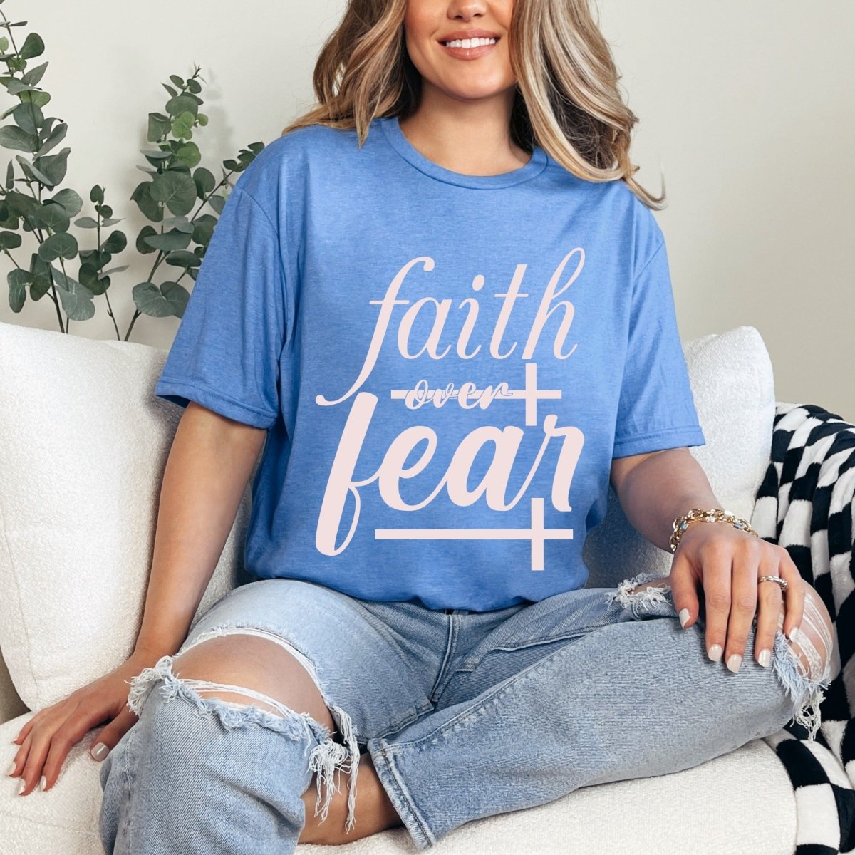 Faith Over Fear | Empowering Script Tee - Luckets.com