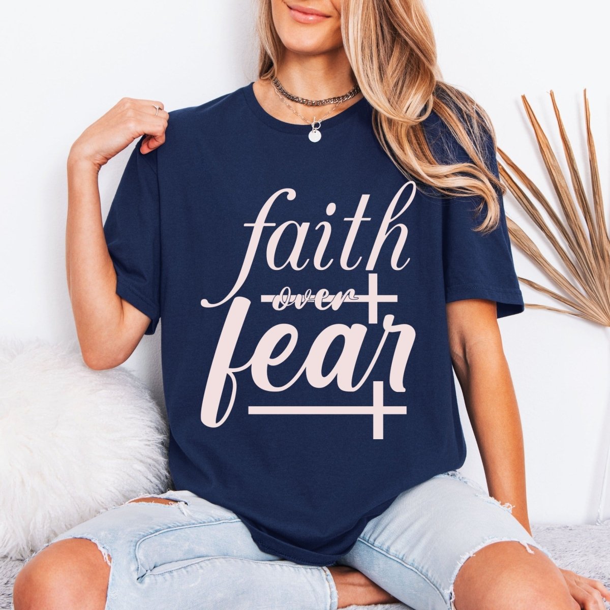 Faith Over Fear | Empowering Script Tee - Luckets.com