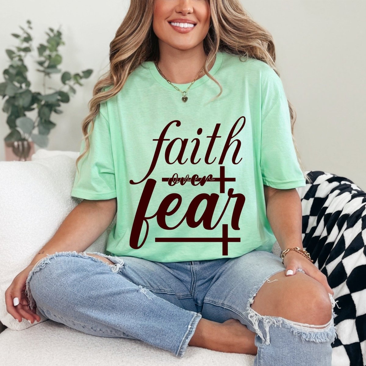 Faith Over Fear | Empowering Script Tee - Luckets.com
