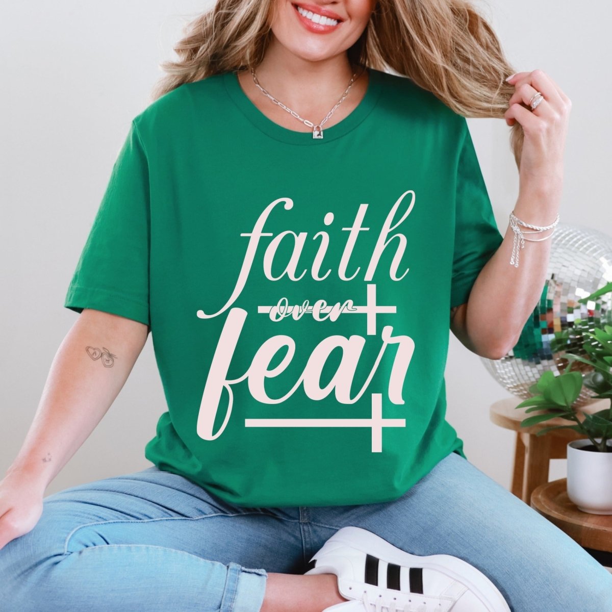 Faith Over Fear | Empowering Script Tee - Luckets.com