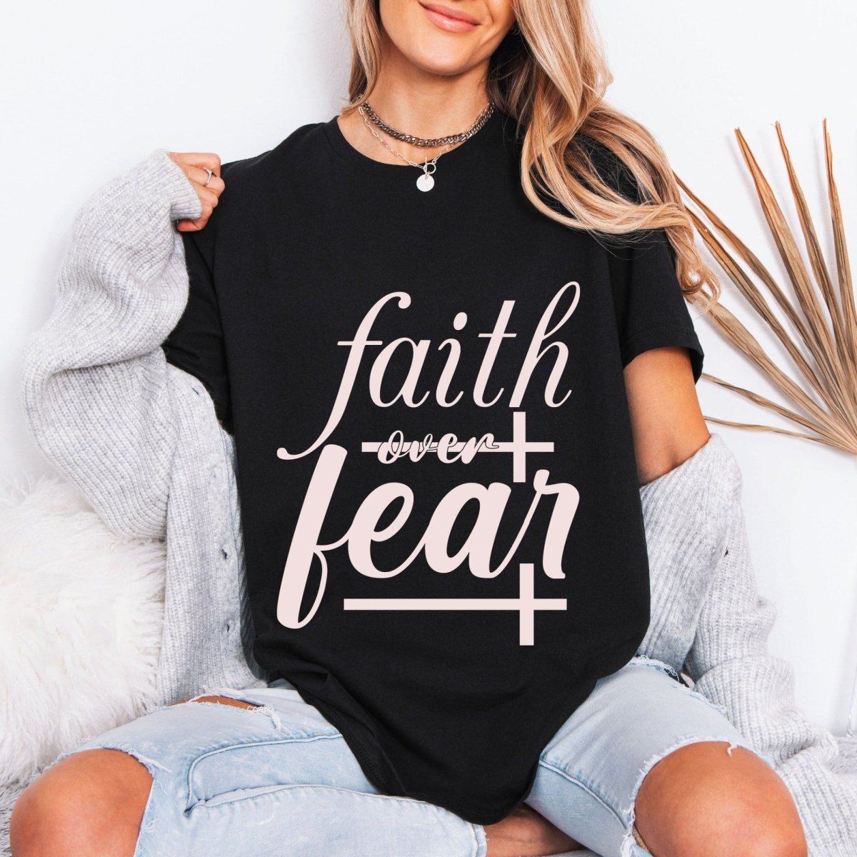 Faith Over Fear | Empowering Script Tee - Luckets.com