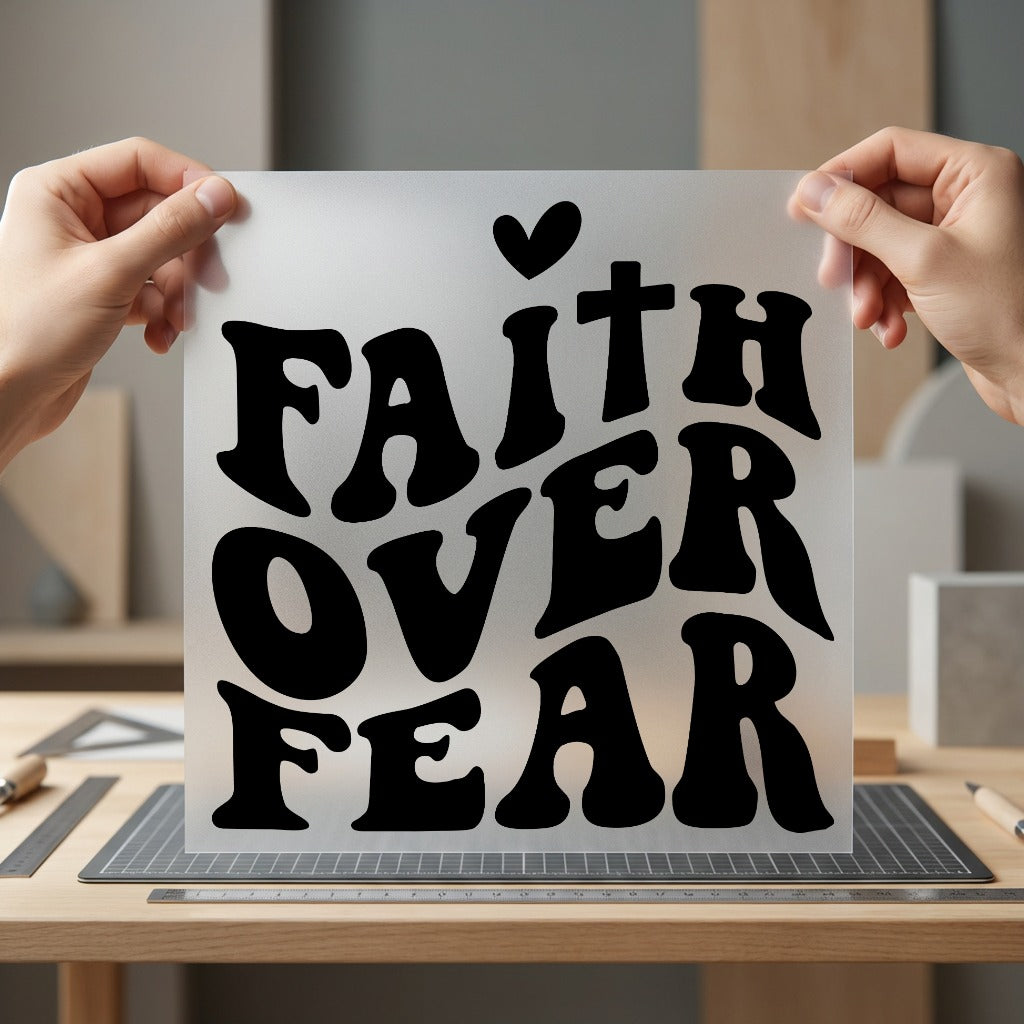 Faith Over Fear Heart Christian Faith Ready to Press DTF Transfer for Dtf