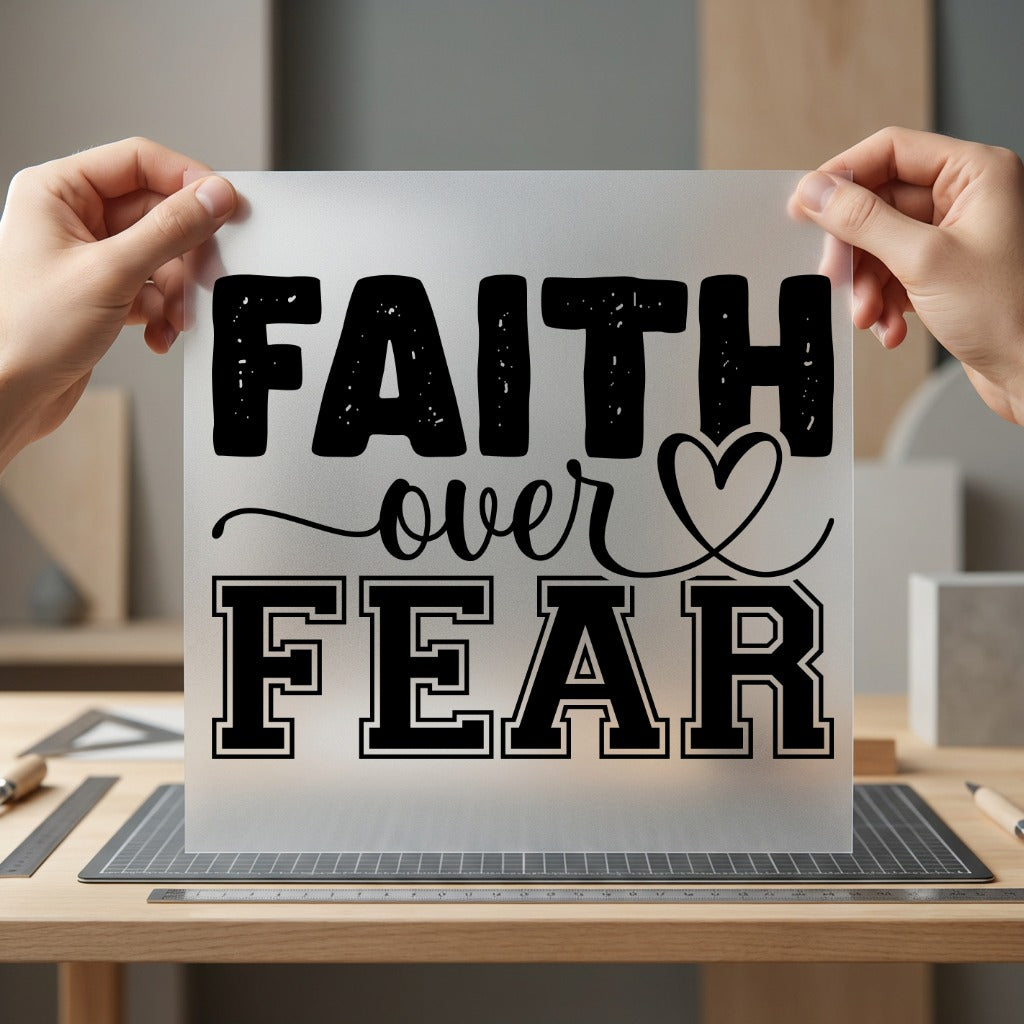 Faith Over Fear Heart Christian Faith Ready to Press DTF Transfer for Dtf