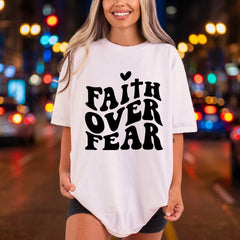 Faith Over Fear Heart Christian Faith Ready to Press DTF Transfer for Dtf