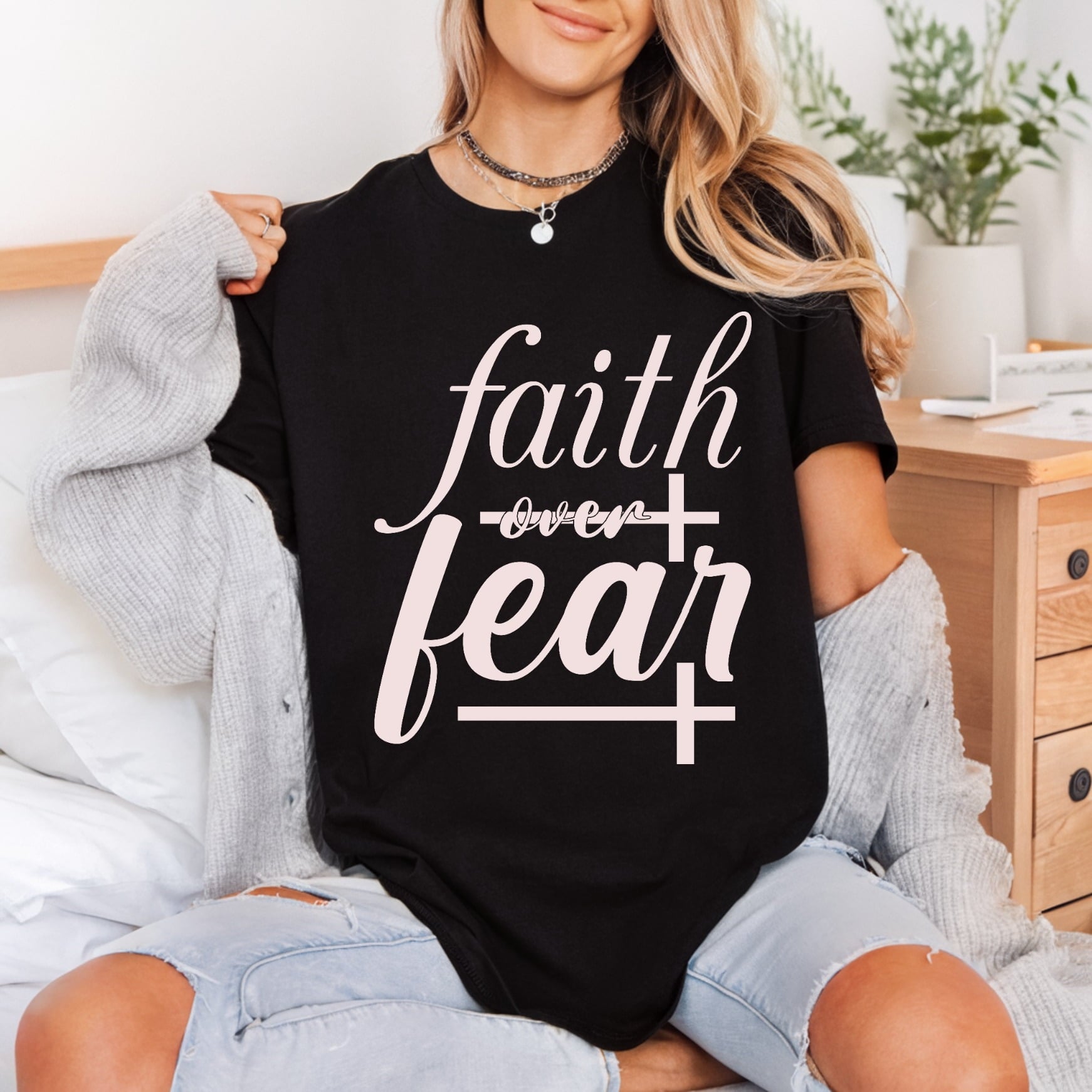 Faith Over Fear Inspirational Christian Faith Ready to Press DTF Transfer for Dtf
