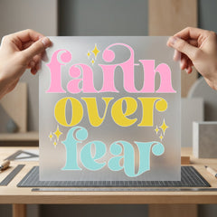 Faith Over Fear Retro Christian Faith Ready to Press DTF Transfer for Dtf