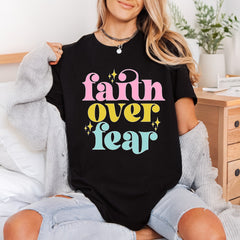 Faith Over Fear Retro Christian Faith Ready to Press DTF Transfer for Dtf
