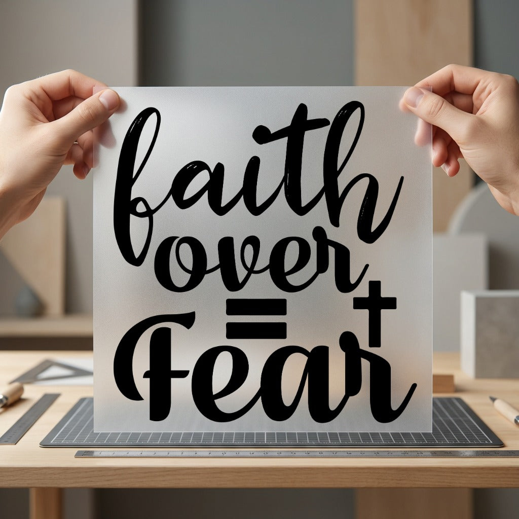 Faith Over Fear Script Christian Faith Ready to Press DTF Transfer for Dtf