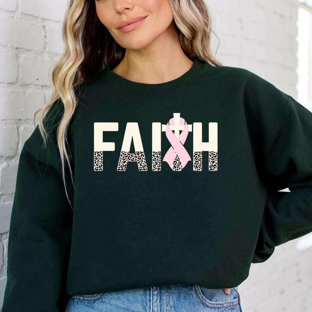 Faith Pink Ribbon | Breast Cancer Awareness Sweatshirt - Luckets.com