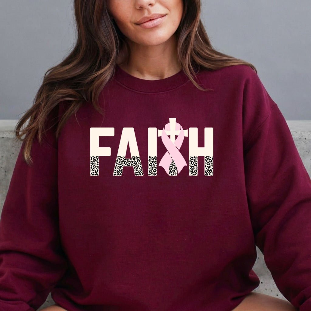 Faith Pink Ribbon | Breast Cancer Awareness Sweatshirt - Luckets.com
