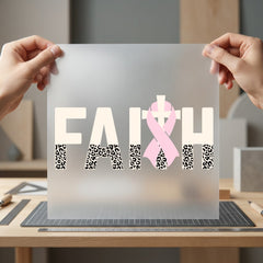 Faith Pink Ribbon Leopard Christian Faith Ready to Press DTF Transfer for Dtf