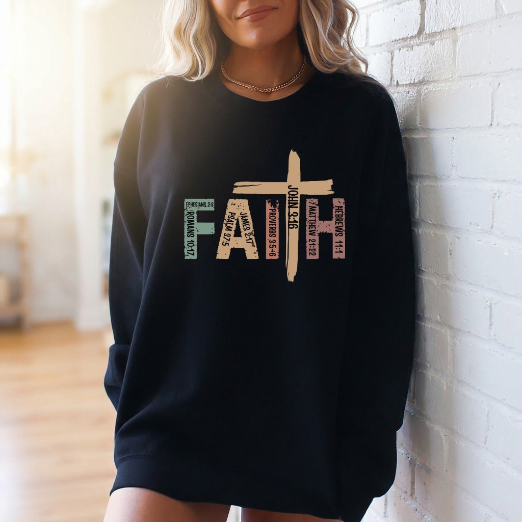 Faith Scripture Cross | Bible Verse Christian Sweatshirt - Luckets.com