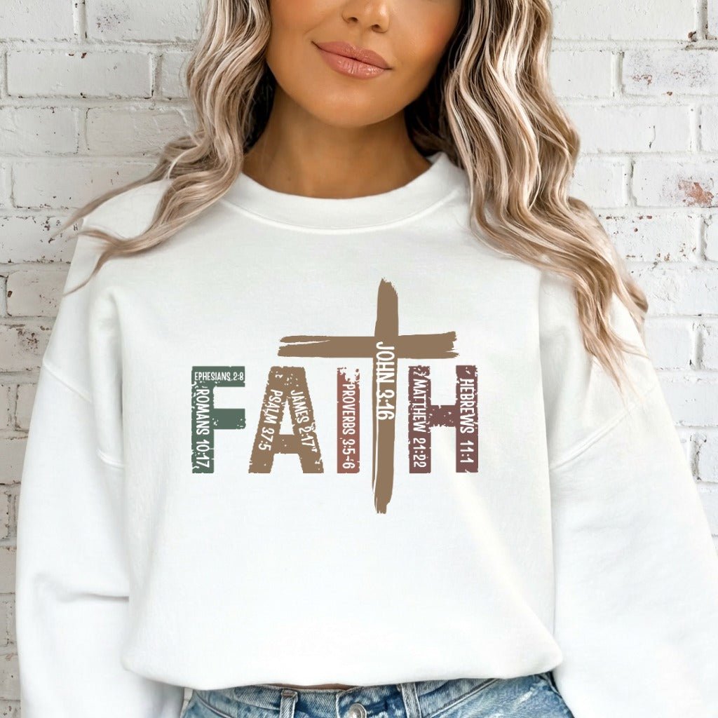 Faith Scripture Cross | Bible Verse Christian Sweatshirt - Luckets.com