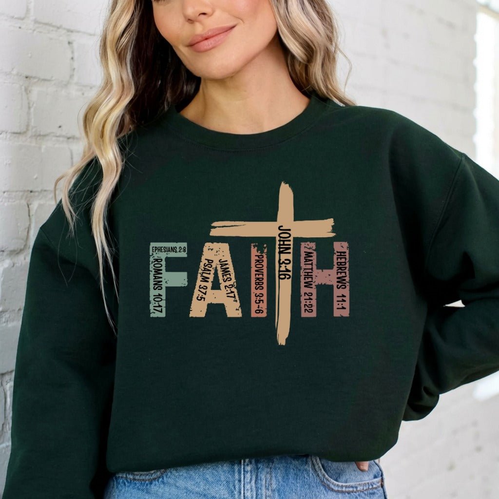 Faith Scripture Cross | Bible Verse Christian Sweatshirt - Luckets.com
