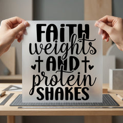 Faith Weights Protein Shakes Christian Faith Ready to Press DTF Transfer for Dtf