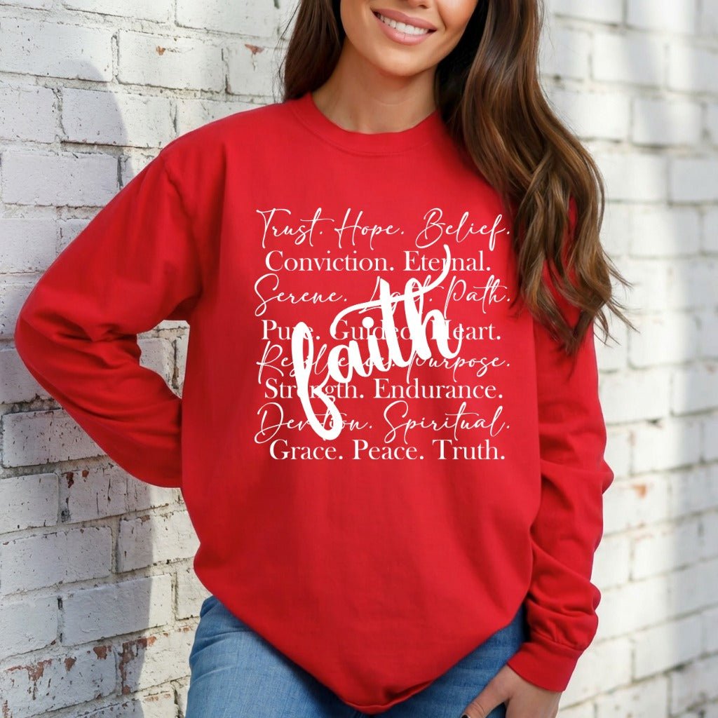 Faith Words of Life | Spiritual Attributes Sweatshirt - Luckets.com