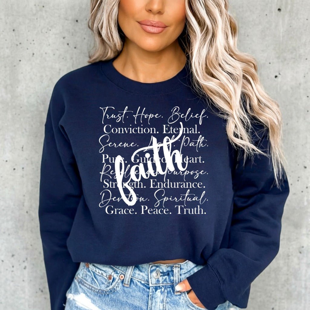 Faith Words of Life | Spiritual Attributes Sweatshirt - Luckets.com