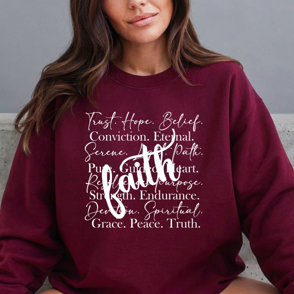 Faith Words of Life | Spiritual Attributes Sweatshirt - Luckets.com