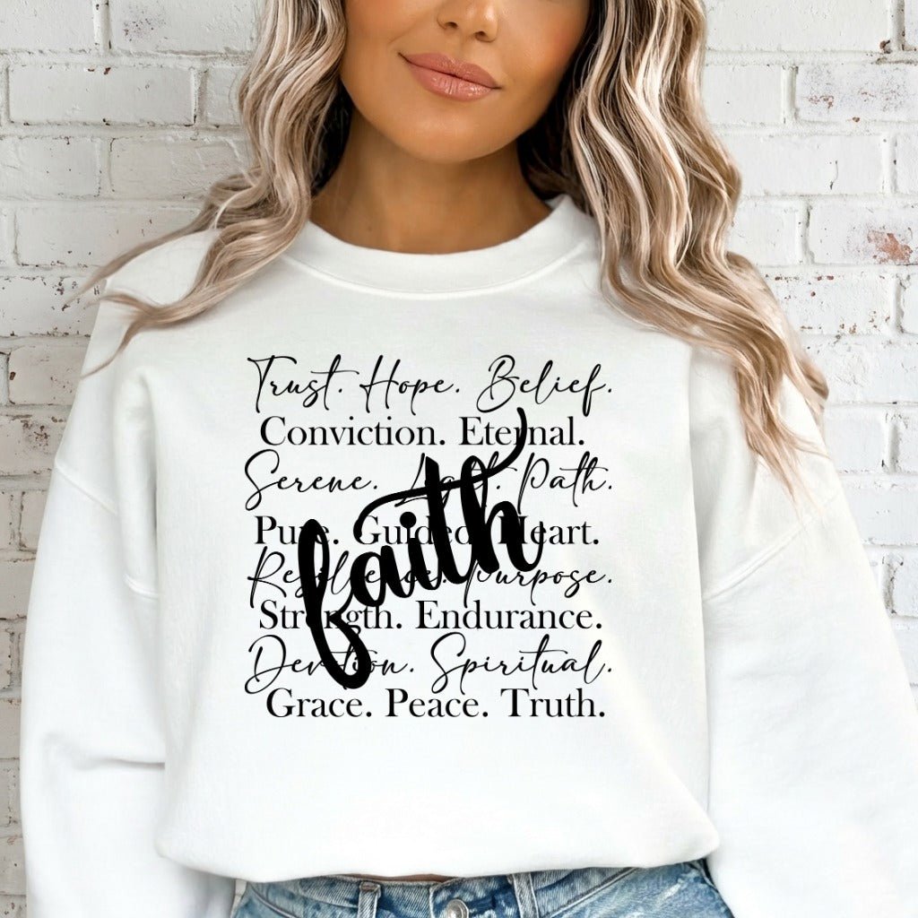 Faith Words of Life | Spiritual Attributes Sweatshirt - Luckets.com