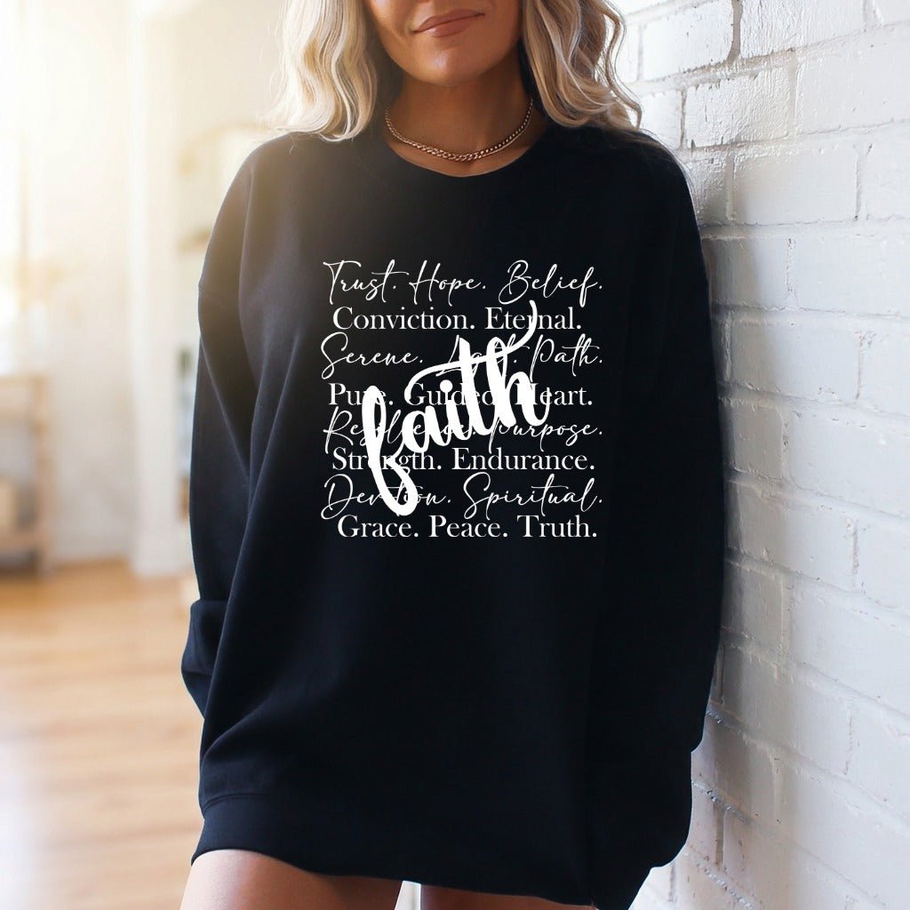 Faith Words of Life | Spiritual Attributes Sweatshirt - Luckets.com