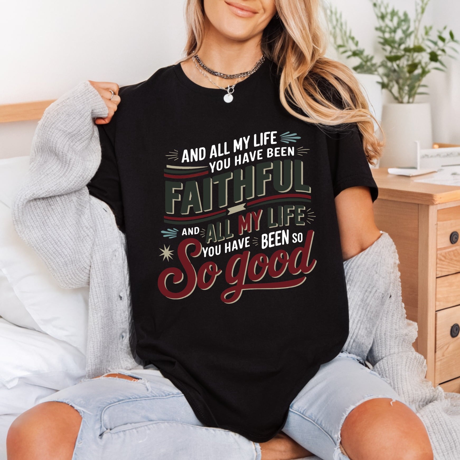 Faithful Good Script Diy Christian Faith Ready to Press DTF Transfer for Dtf