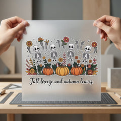 Fall Breeze Skeleton Dance Halloween Ready to Press DTF Transfer for Dtf