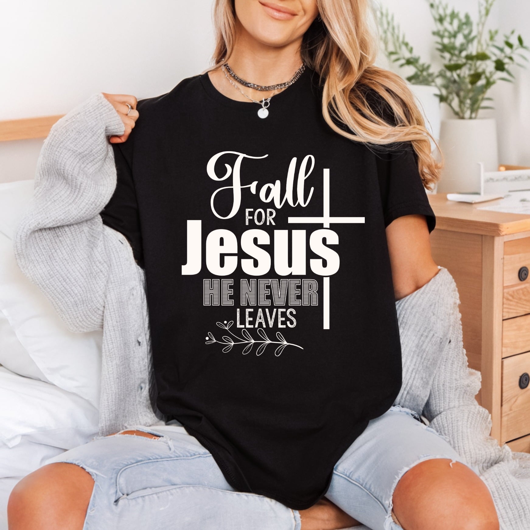 Fall Jesus Never Leaves Christian Faith Ready to Press DTF Transfer for Dtf