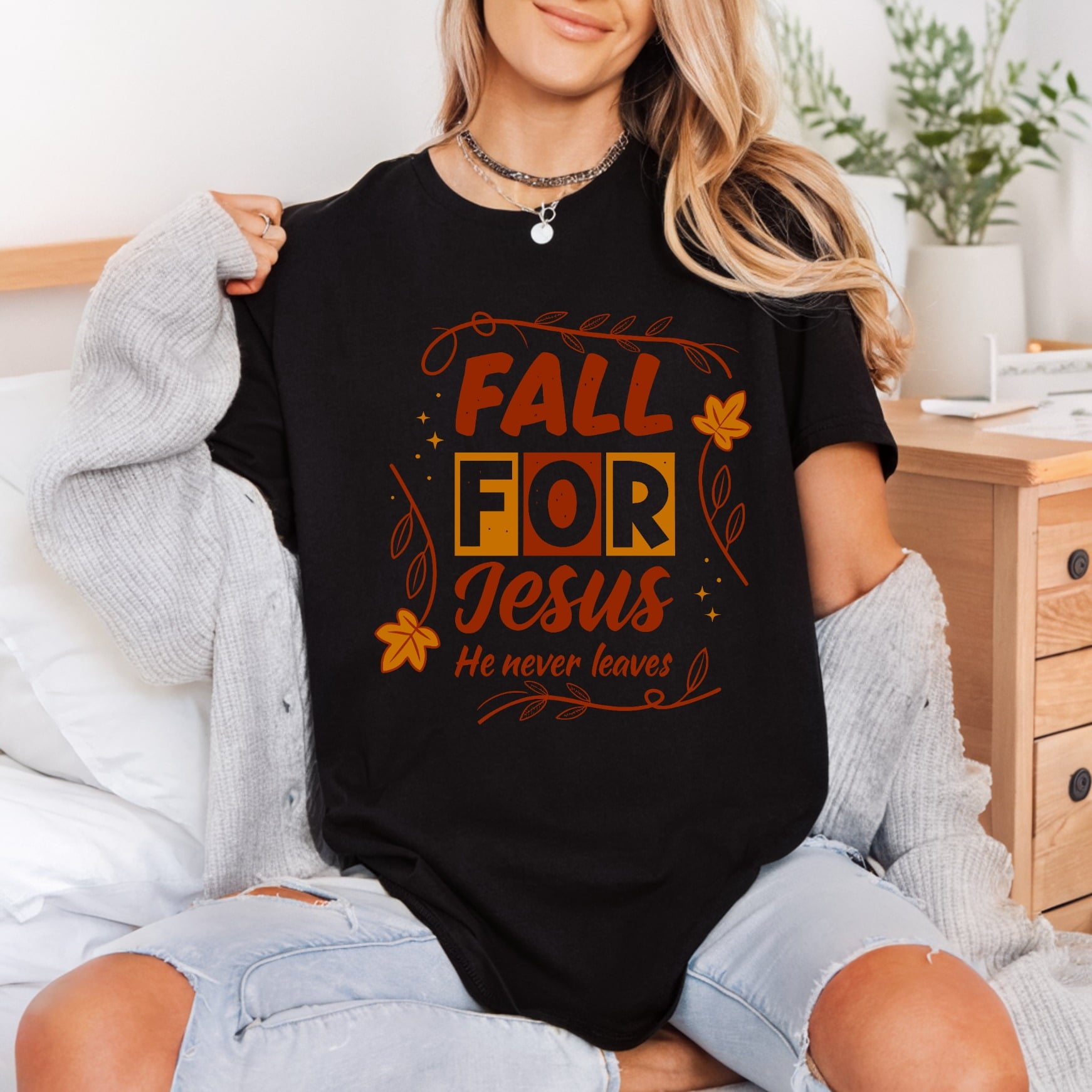 Fall Jesus Never Leaves Christian Faith Ready to Press DTF Transfer for Dtf