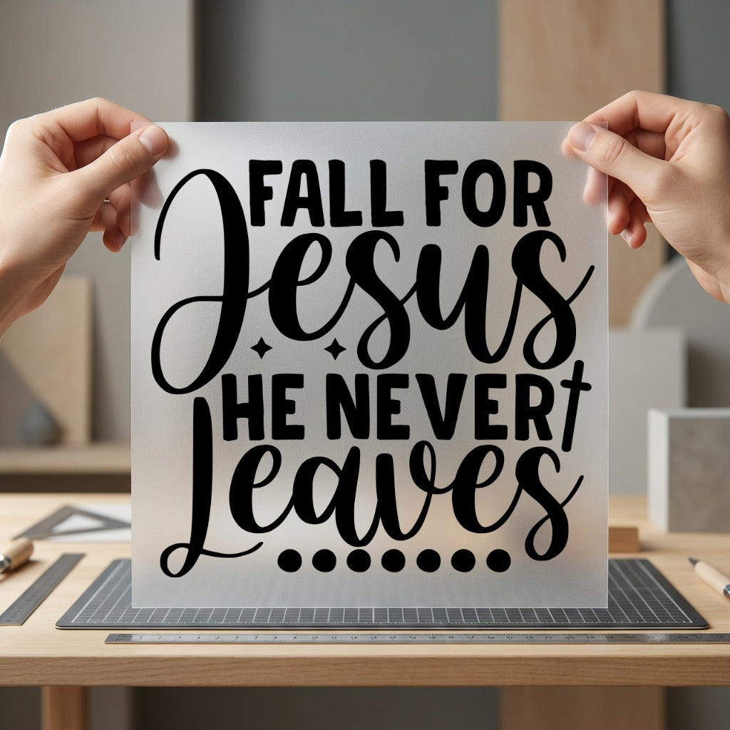 Fall Jesus Never Leaves Christian Faith Ready to Press DTF Transfer for Dtf