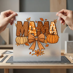 Fall Mama Pumpkin Bow Halloween Thanksgiving Ready to Press DTF Transfer for Dtf